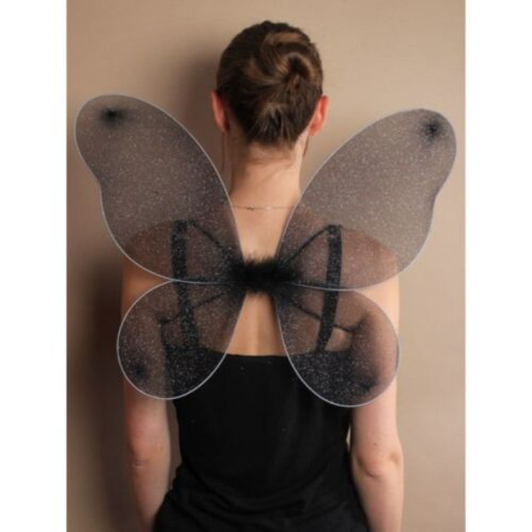 Picture of 56946-Black Net Fairy Wings With Glitter 49x39cm